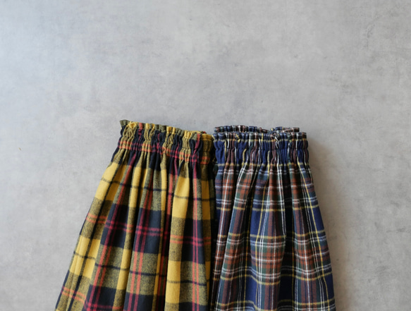 1番人気♪上質起毛シャギーチェックスカート　ネイビーブラウン 9枚目の画像