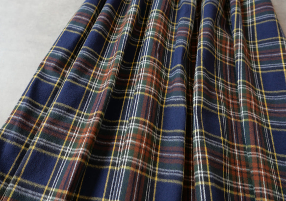 1番人気♪上質起毛シャギーチェックスカート　ネイビーブラウン 5枚目の画像