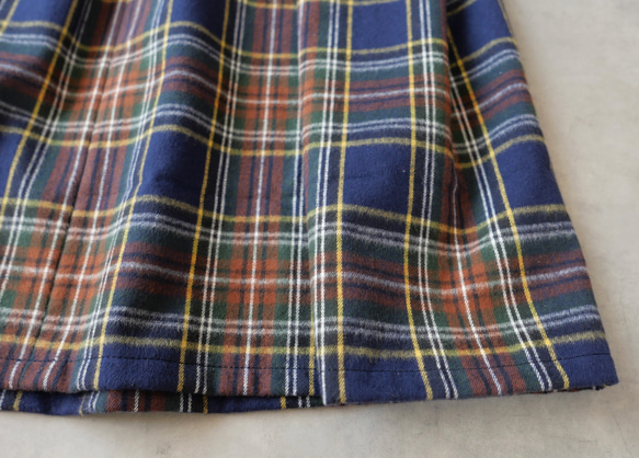 1番人気♪上質起毛シャギーチェックスカート　ネイビーブラウン 7枚目の画像