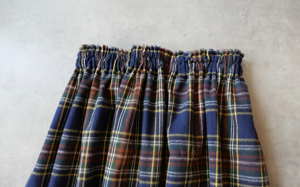 1番人気♪上質起毛シャギーチェックスカート　ネイビーブラウン 4枚目の画像