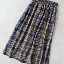 1番人気♪上質起毛シャギーチェックスカート　ネイビーブラウン 3枚目の画像