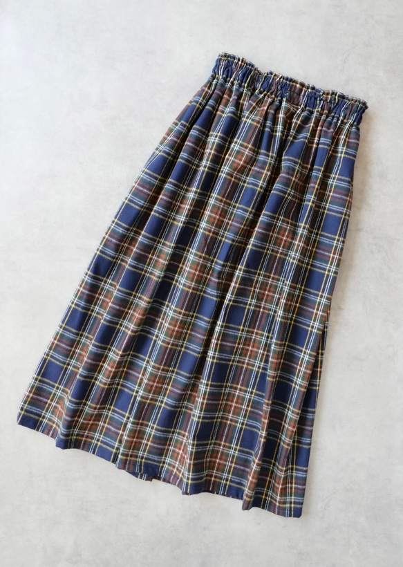 1番人気♪上質起毛シャギーチェックスカート　ネイビーブラウン 3枚目の画像