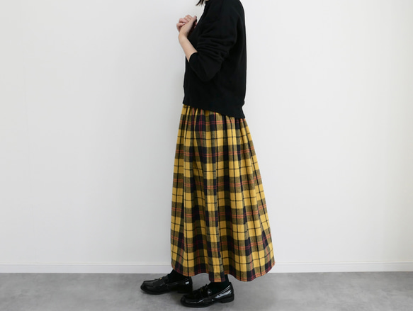 美品 タータンチェック ヨークランド チェックスカート イエロー