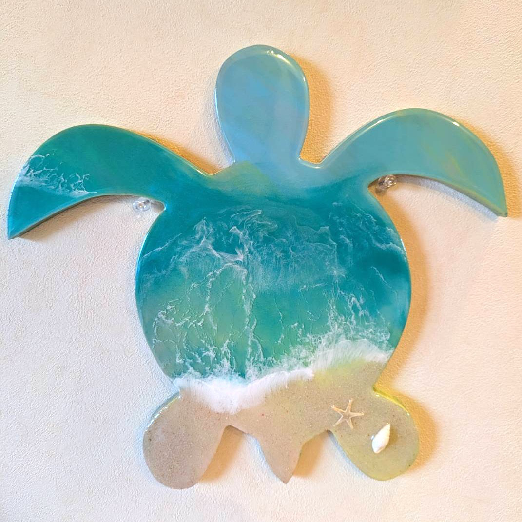 【レジン波アート ホヌ】 海レジン オーシャンアート インテリア お祝い プレゼント 11,000円