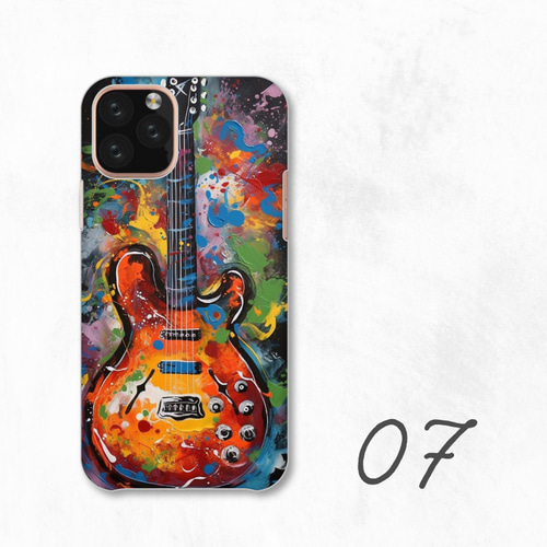カラフル ギター 音楽 ポップ アート 全機種対応スマホケース 背面型