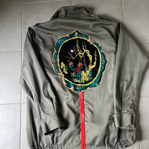 古布　リメイク　ミリタリージャケット frenchvintage #frenchmilitary #M47 #militaryjacket #リメイク
