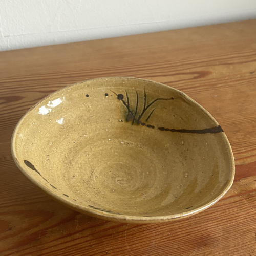 黄瀬戸、竹文中皿5枚 黄瀬戸、竹文中皿5枚 黄瀬戸