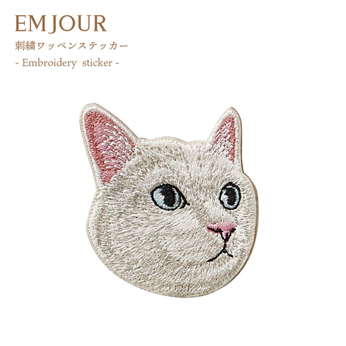 ステッカー ワッペン 刺繍 白猫 ねこ ペットロス cat クリスマス ステッカー ワッペン 刺繍 白猫 ねこ ペットロス cat クリスマス