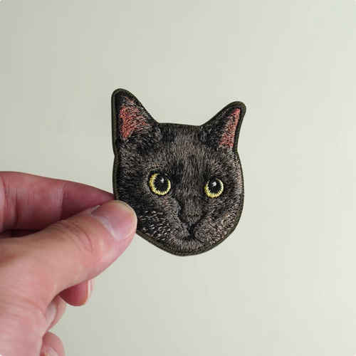 ステッカー ワッペン 刺繍 黒猫 くろ ねこ ペットロス cat 敬老