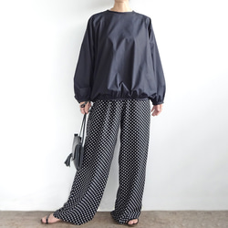 人造絲側絲帶寬鬆褲（圓點） 第9張的照片