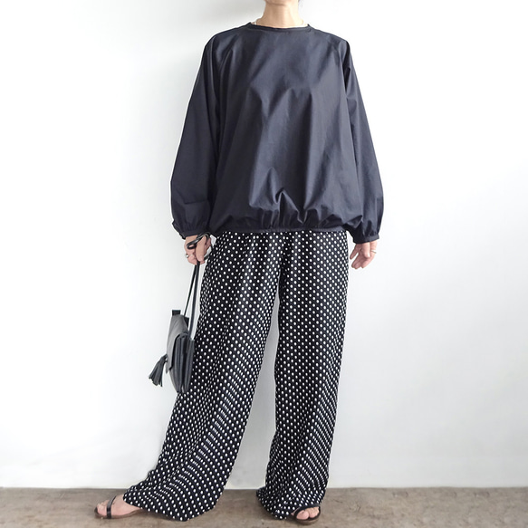 人造絲側絲帶寬鬆褲（圓點） 第9張的照片