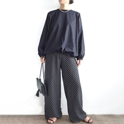 人造絲側絲帶寬鬆褲（圓點） 第2張的照片