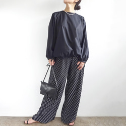 人造絲側絲帶寬鬆褲（圓點） 第5張的照片