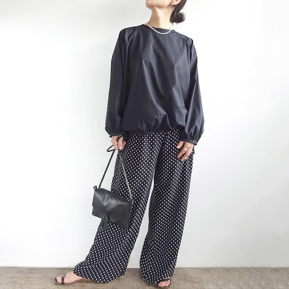 人造絲側絲帶寬鬆褲（圓點） 第5張的照片