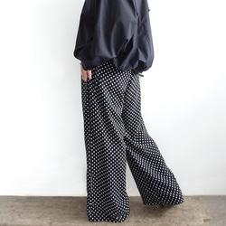 人造絲側絲帶寬鬆褲（圓點） 第13張的照片