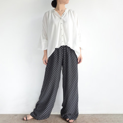 人造絲側絲帶寬鬆褲（圓點） 第3張的照片