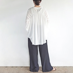 人造絲側絲帶寬鬆褲（圓點） 第10張的照片