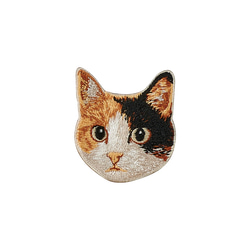 ステッカー ワッペン 刺繍 三毛猫 ミケ ペットロス cat クリスマス