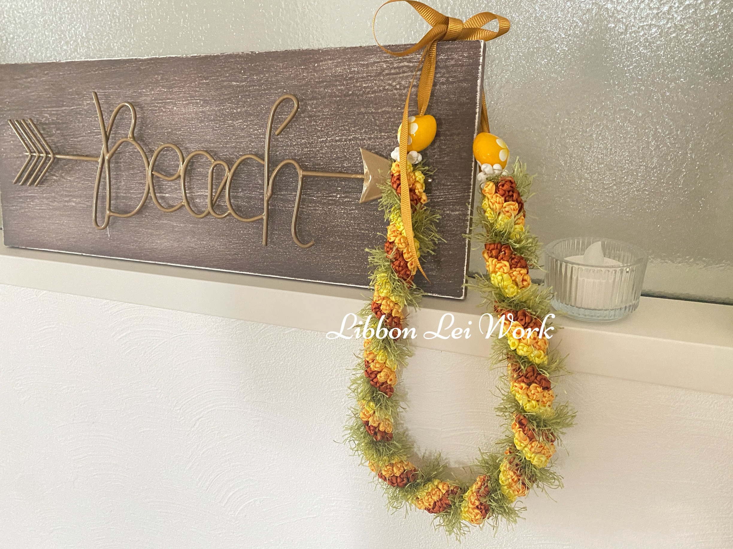 ハワイアンリボンレイ（クロッシェ他） ハワイアンリボンレイ☆パイナップルのクロシェット フラダンス