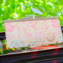 ハンドメイド本牛革長財布カードケース付き（桜柄）