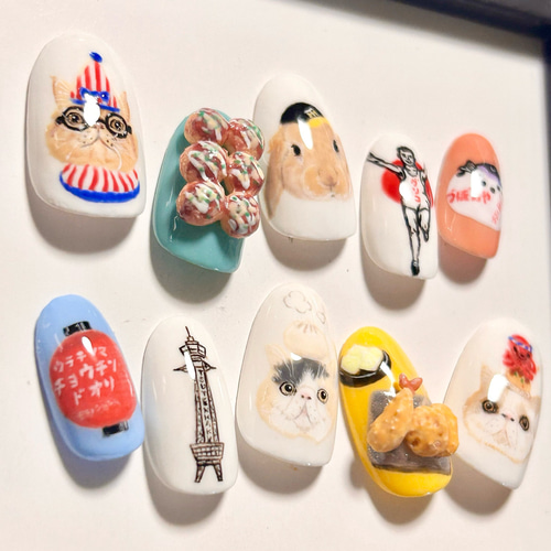 my猫オーダーチップ‪ ·͜·☆ご当地ネイル～大阪ver.～ ネイルチップ‬