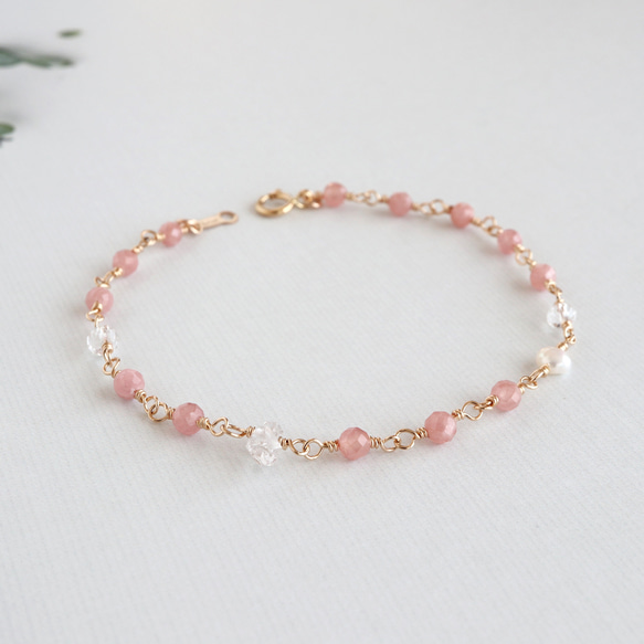 14kgf インカローズ × ハーキマーダイヤモンド × 淡水パール  