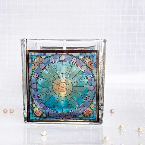 大正ロマン♪ステンドグラスみたいなアロマキャンドル［金木犀の香り