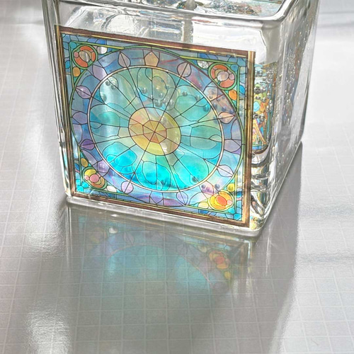 大正ロマン♪ステンドグラスみたいなアロマキャンドル［金木犀の香り