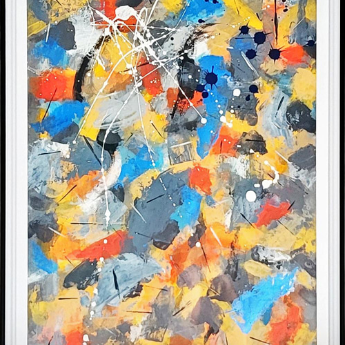 ランダムウォーク/ 抽象画 額縁セット 63×46㎝ モダンアート