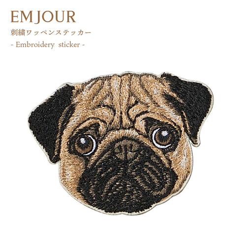 ステッカー ワッペン 刺繍 パグ 犬 dog ペット ペットロス クリスマス