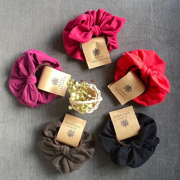 ハーフリネン】リボンヘアゴム&シュシュセット 全5色 雑貨・その他  