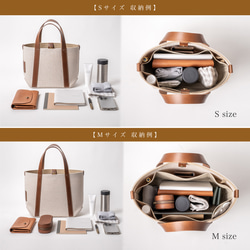 2サイズから選べる 倉敷の綿麻帆布で仕立てたレザーハンドルトート(カーキ Khaki) 11枚目の画像