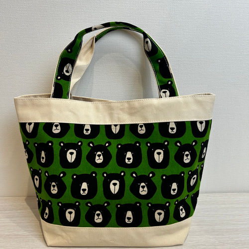 ハンドメイド　トートバッグ　くまちゃん様 さとちゃん様専用トートバッグ ハンドメイド くまさん柄 青