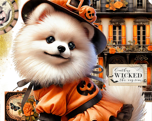 ハンドメイド　オーダー受付ページ　　♡ハロウィンパネルポメラニアン　パネル♡ 0375441a5ce346ce58ace8f840633d