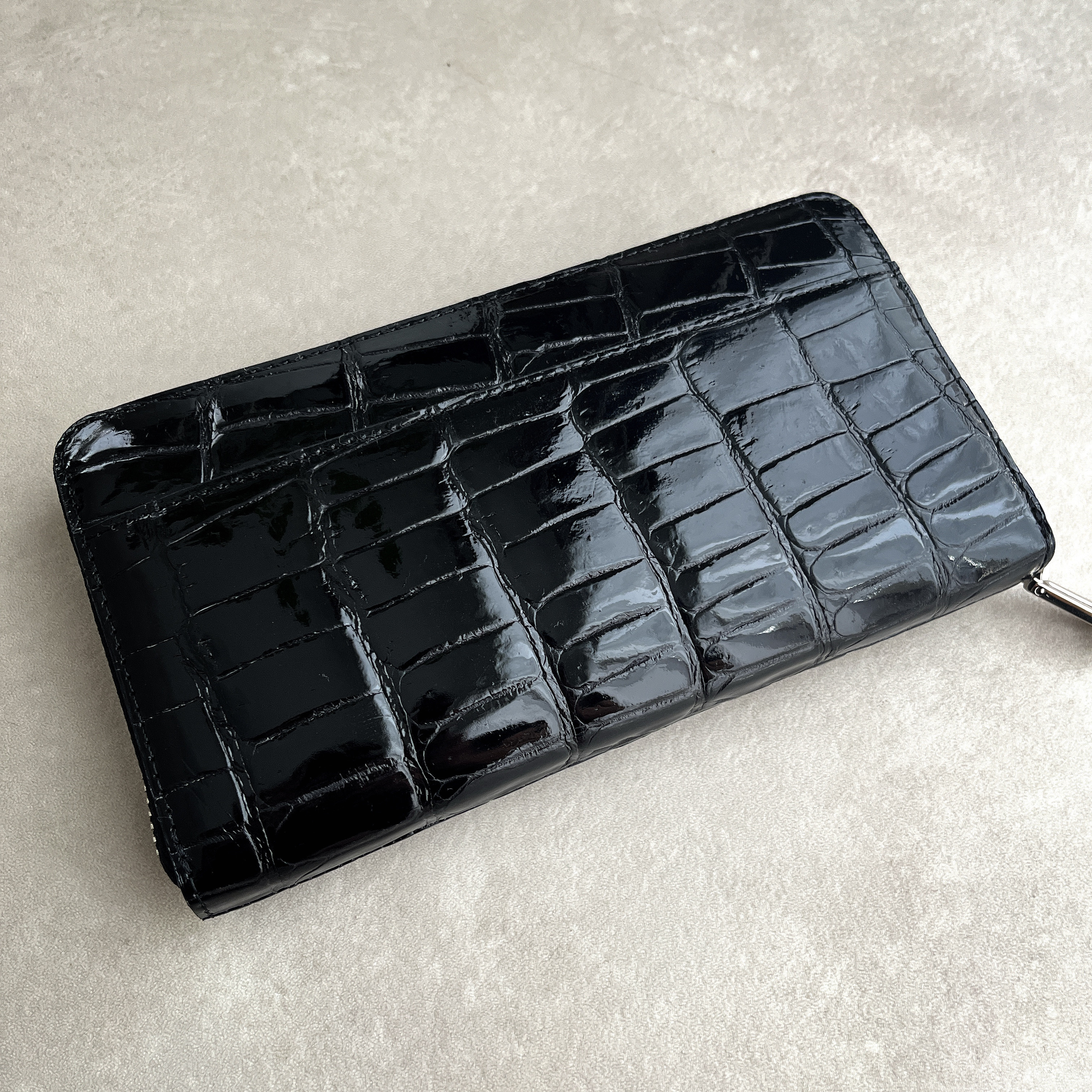 最高級ヘンローン/クロコダイル/シャイニング/繋ぎ目/ブラック/ボンベ加工 最高級ヘンローン/クロコダイル/シャイニング/繋ぎ目/ブラック