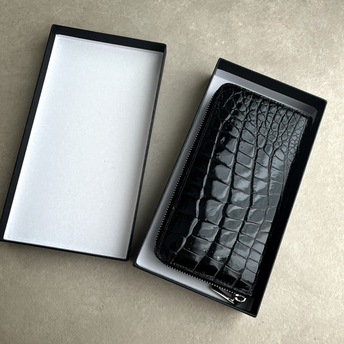 最高級ヘンローン/クロコダイル/シャイニング/繋ぎ目/ブラック/ボンベ加工 最高級ヘンローン/クロコダイル/シャイニング/繋ぎ目/ブラック