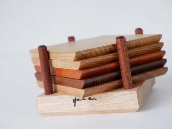 木質　コースターセット　無垢材　塗装品 選べる木製コースター5枚セット 木製/木の種類が選べる/木の