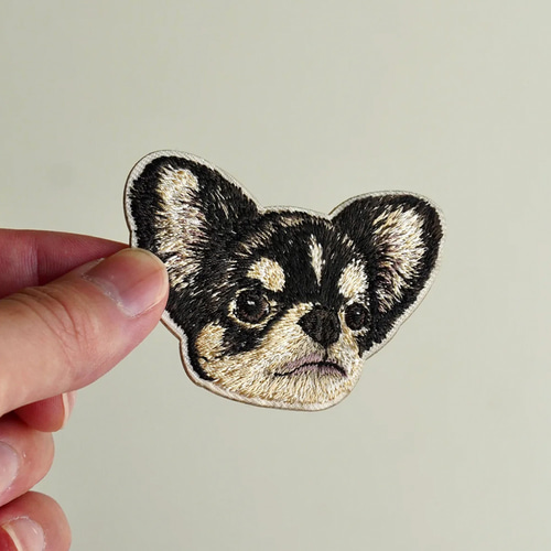 ステッカー ワッペン 刺繍 チワワ 黒 犬 dog ペットロス クリスマス