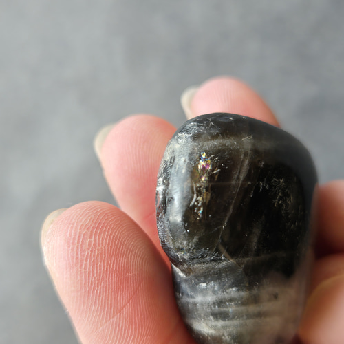 一点物】虹入り✨ モリオン 黒水晶 ハート ✩.*˚インテリア×天然石 