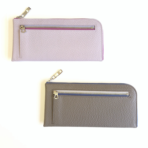 ブルべ夏さんに似合う＜高級本革長財布＞優しくソフトな上品カラー