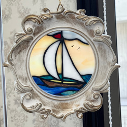 ステンドグラス☆薔薇の妖精のサンキャッチャー　ステンドグラスパネル　ハンドメイド ステンドグラス☆薔薇の妖精のサンキャッチャー ステンドグラスパネル