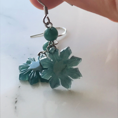 P95-001] ジェイド JADE ヒスイ 本翡翠 ピアス グアテマラ産 スノー 雪 