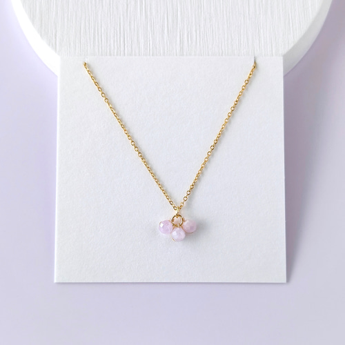 2点セット＊ 小さなクンツァイトの3粒ピアス/イヤリング