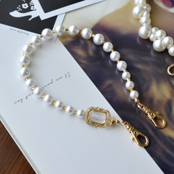 入道雲のようなもくもくパールストラップ＆シンプル　スマホストラップ　接続金具選べます！耐久性UP 4枚目の画像