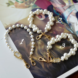 入道雲のようなもくもくパールストラップ＆シンプル　スマホストラップ　接続金具選べます！耐久性UP 2枚目の画像