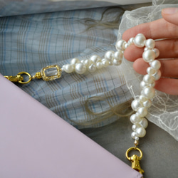 入道雲のようなもくもくパールストラップ＆シンプル　スマホストラップ　接続金具選べます！耐久性UP 15枚目の画像