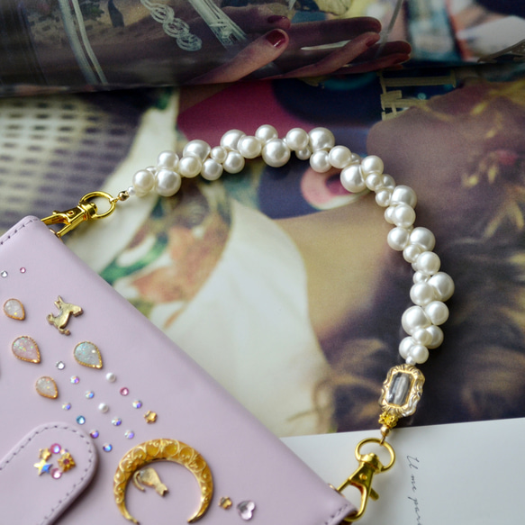 入道雲のようなもくもくパールストラップ＆シンプル　スマホストラップ　接続金具選べます！耐久性UP 14枚目の画像