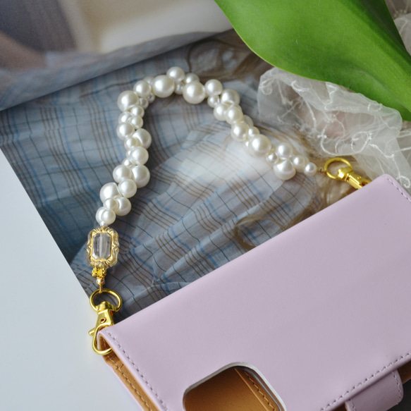 入道雲のようなもくもくパールストラップ＆シンプル　スマホストラップ　接続金具選べます！耐久性UP 13枚目の画像