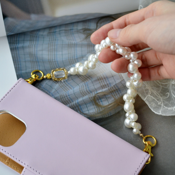 入道雲のようなもくもくパールストラップ＆シンプル　スマホストラップ　接続金具選べます！耐久性UP 10枚目の画像