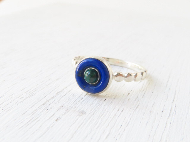 シルバー　ラピスラズリ/マラカイト　リング